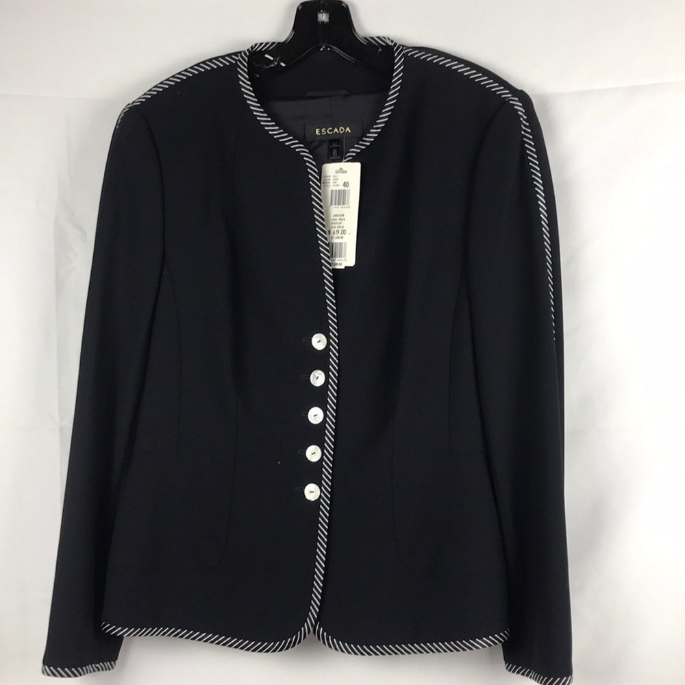 Escada Black Button Up Blazer New! Size 40